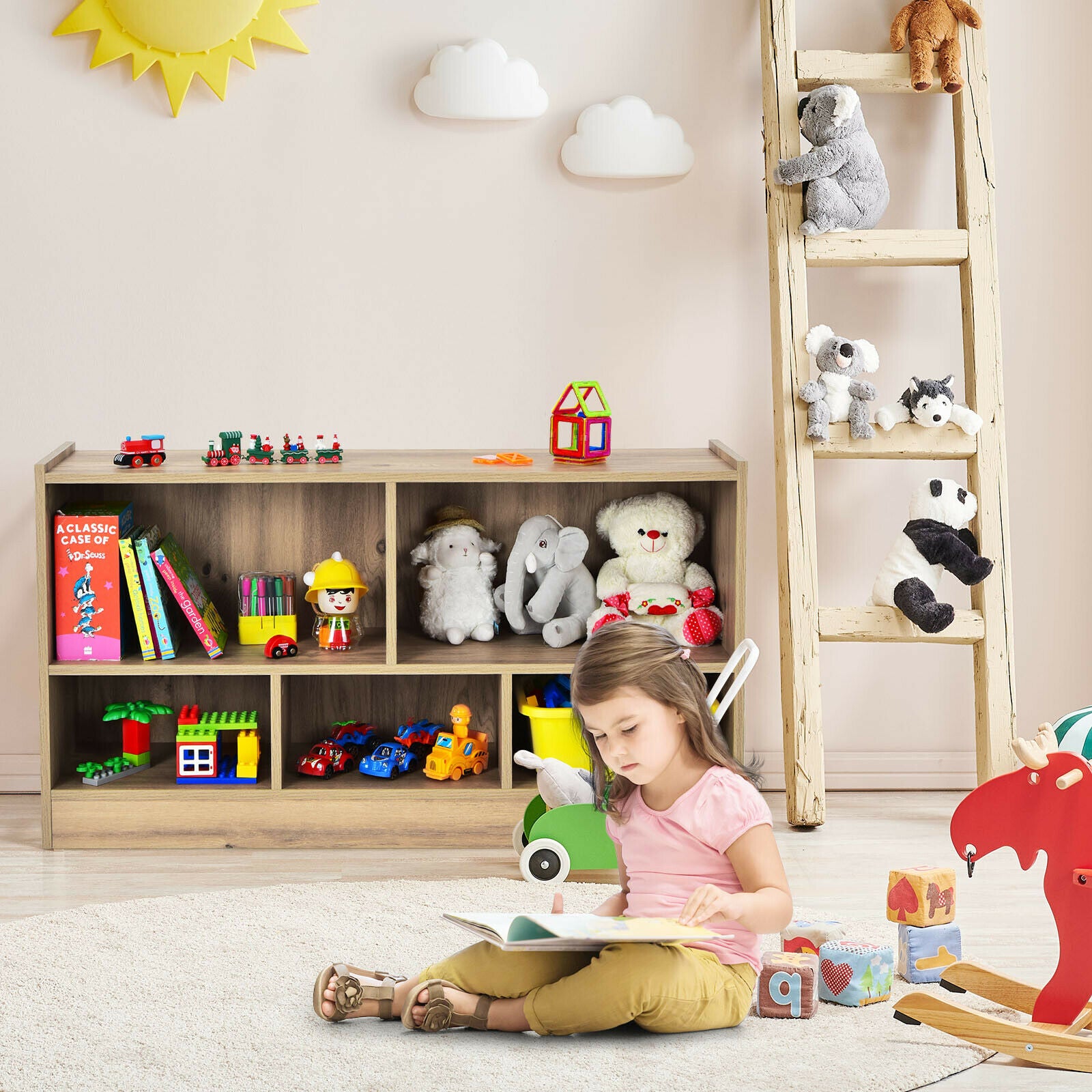 5-Cube Natural Wooden Bookcase