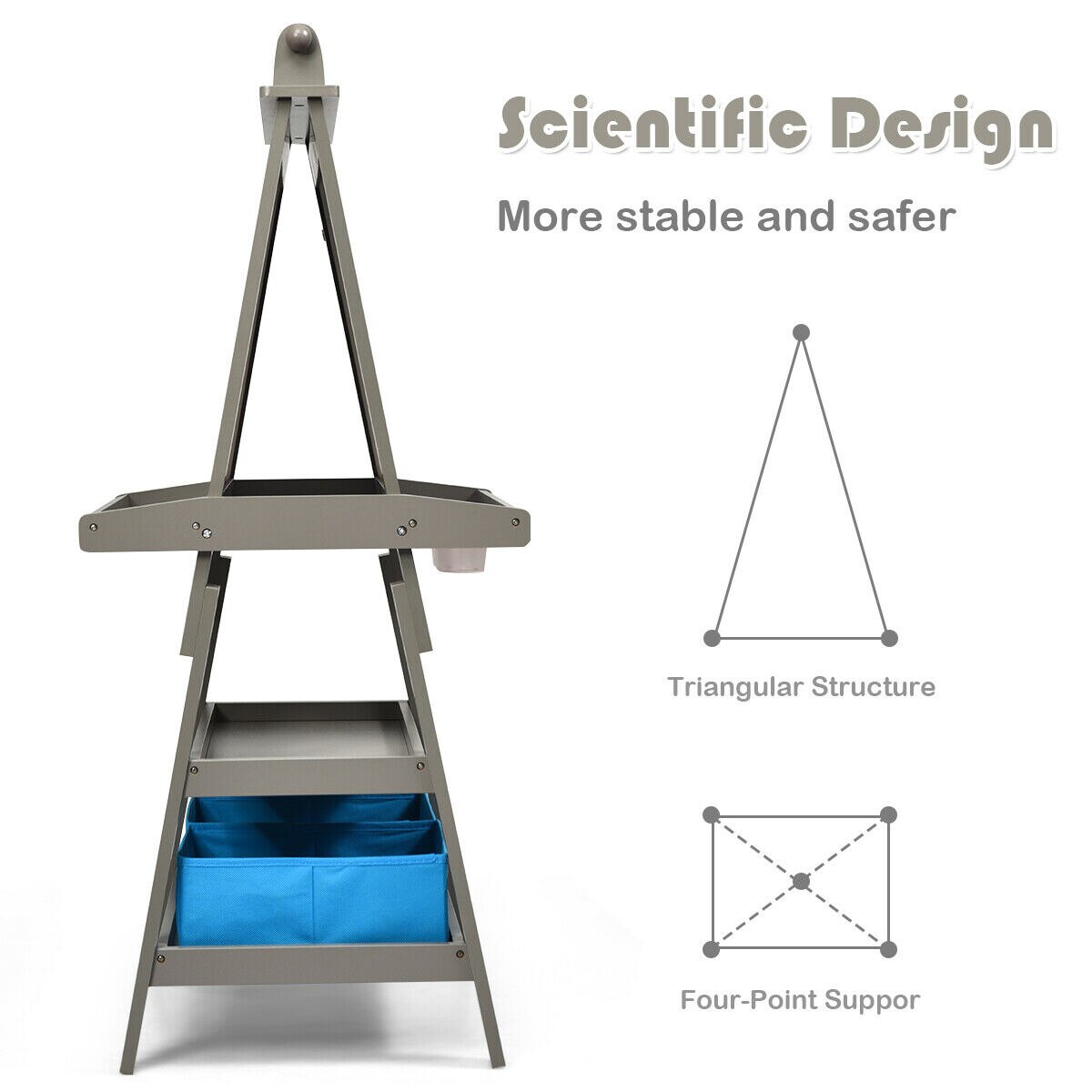 3-in-1 Double-Sided Storage Art Easel with Paint Cups