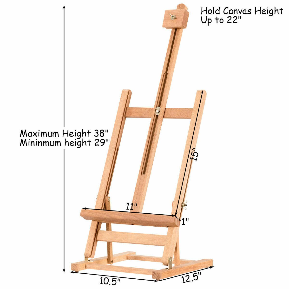 Adjustable Tabletop Wooden H-Frame Studio Easel