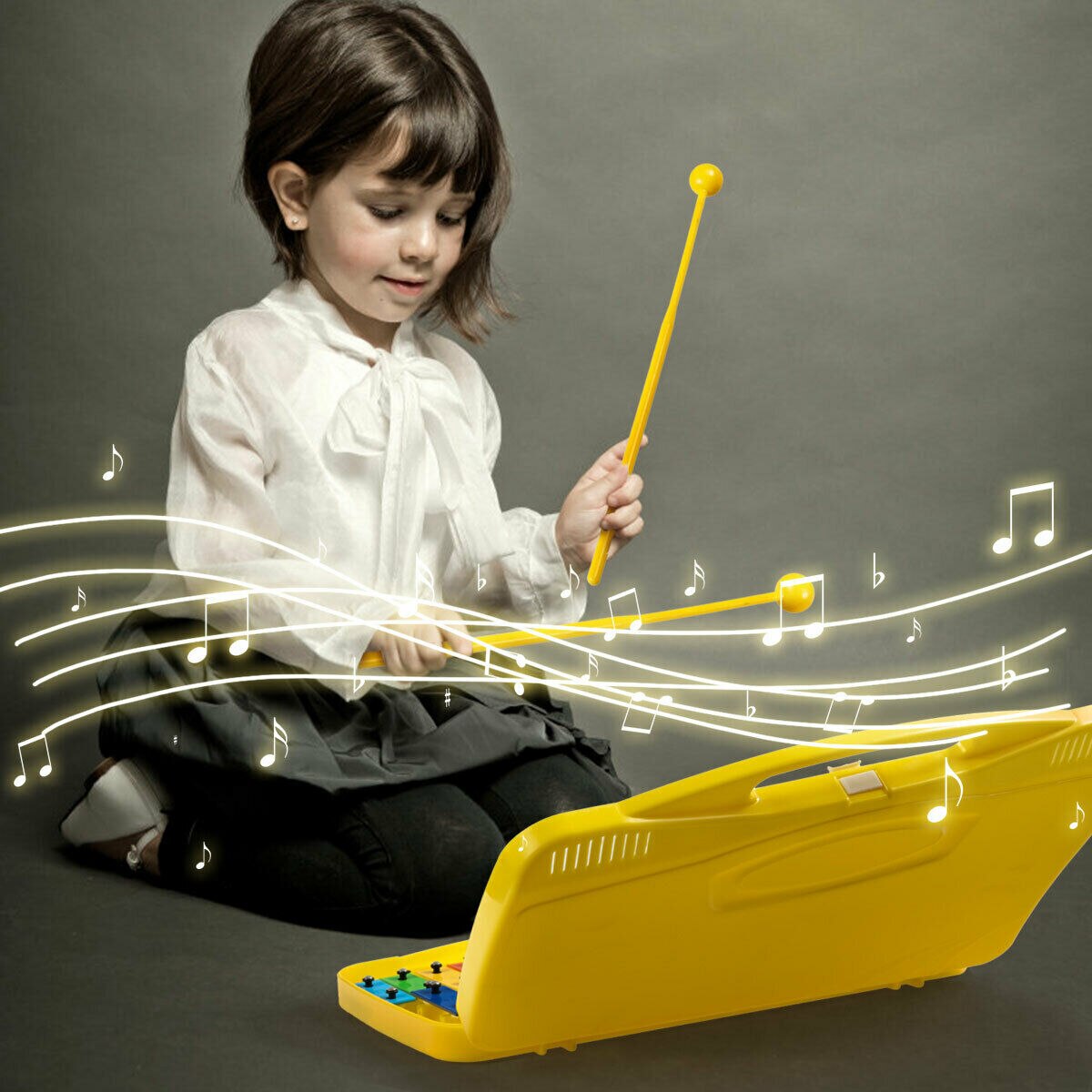 25 Notes Kids Glockenspiel Xylophone in Pink/Yellow/Red