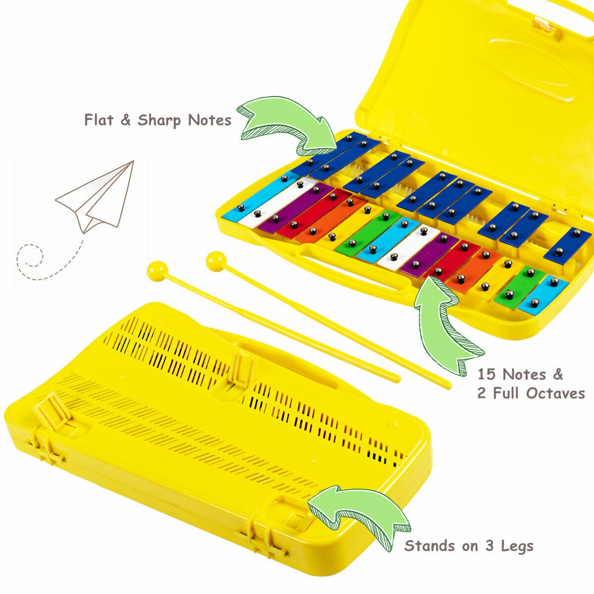 25 Notes Kids Glockenspiel Xylophone in Pink/Yellow/Red