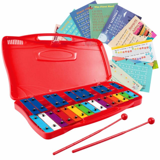 25 Notes Kids Glockenspiel Xylophone in Pink/Yellow/Red