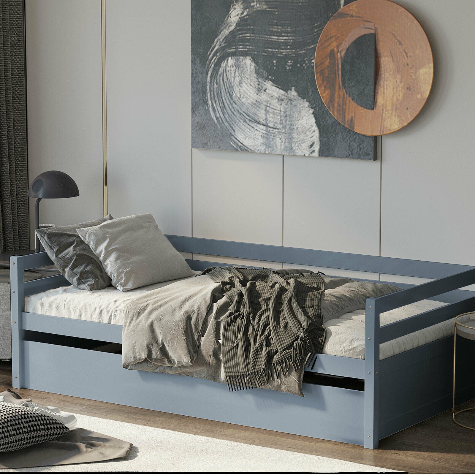 Wooden Twin Size Trundle Daybed