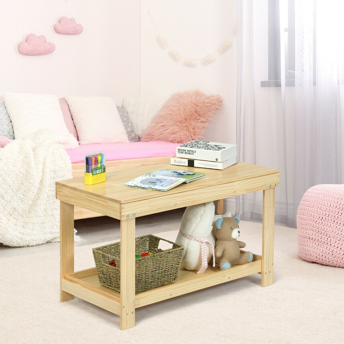 Wooden Activity Play Table with Storage