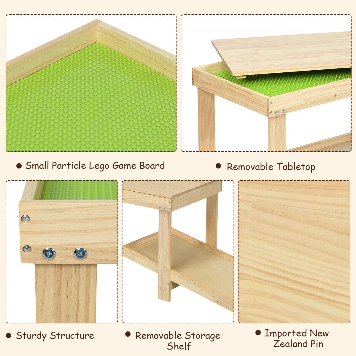 Wooden Activity Play Table with Storage