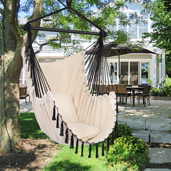 Hammock Chair Swing with Pillow for Backyard and Patio