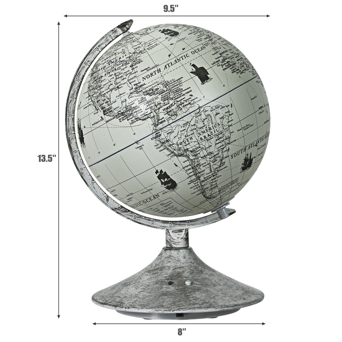 9" 3-in-1 Illuminated World Globe with Star Map