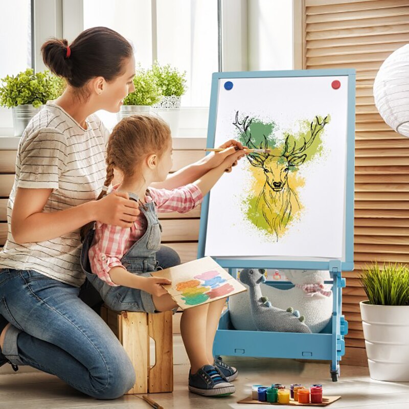 Multifunctional Kids' Standing Art Easel with Dry-Erase Board