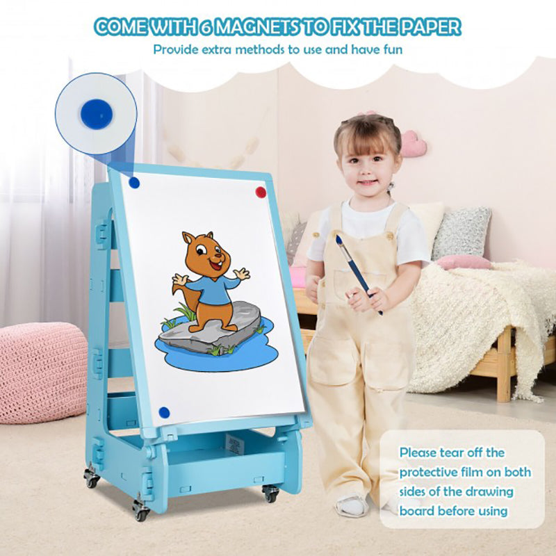 Multifunctional Kids' Standing Art Easel with Dry-Erase Board