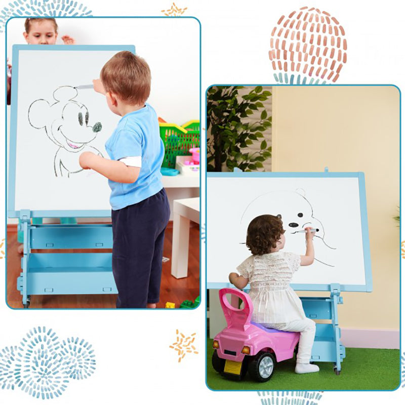 Multifunctional Kids' Standing Art Easel with Dry-Erase Board