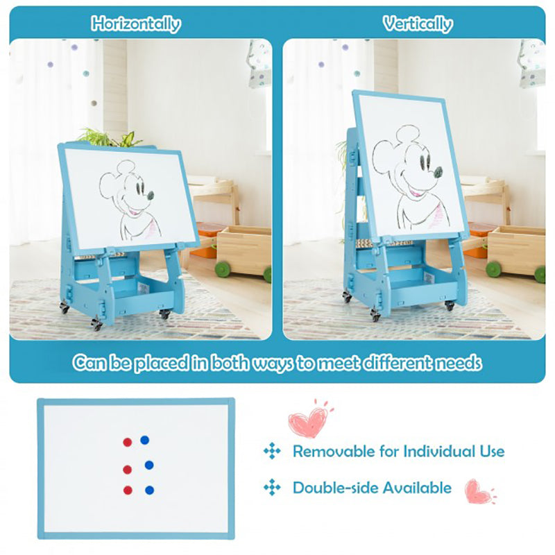 Multifunctional Kids' Standing Art Easel with Dry-Erase Board