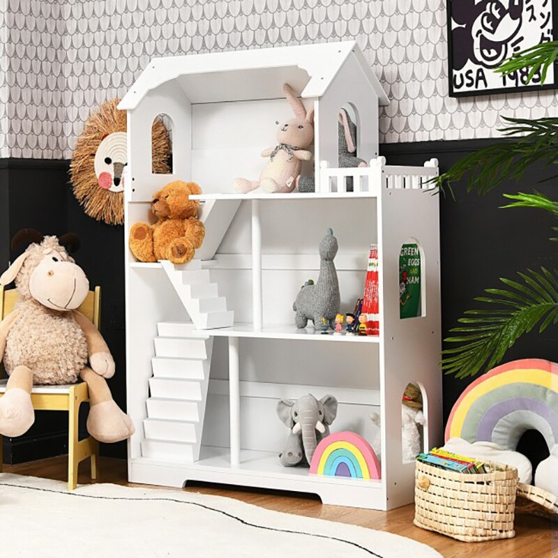 3-Tier Multifunctional Wooden Dollhouse Bookcase