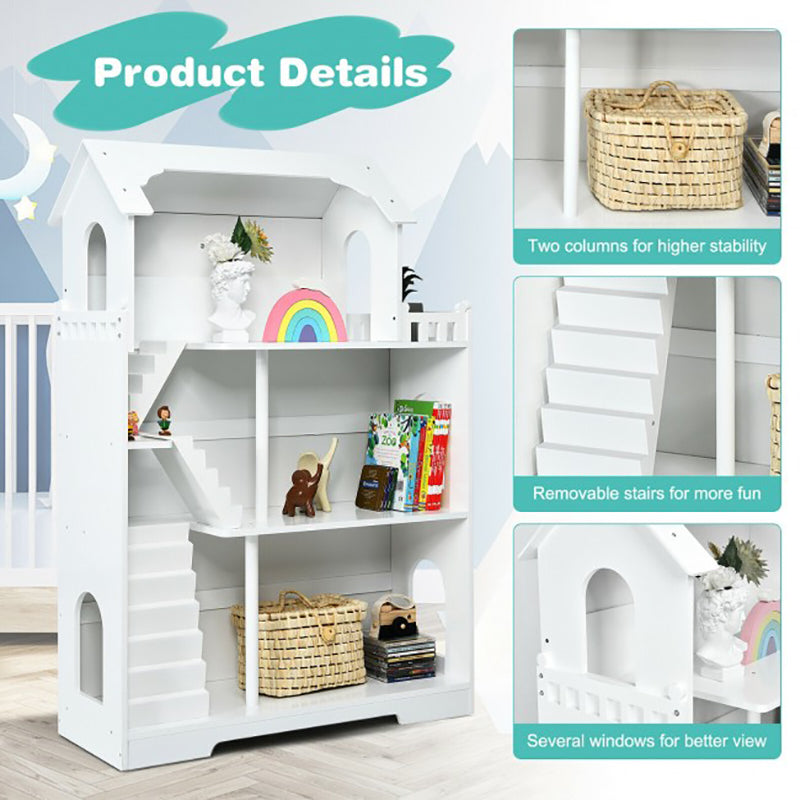 3-Tier Multifunctional Wooden Dollhouse Bookcase