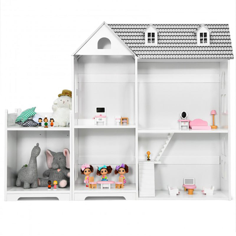 2-Tier Dollhouse Bookcase with Sufficient Storage Space