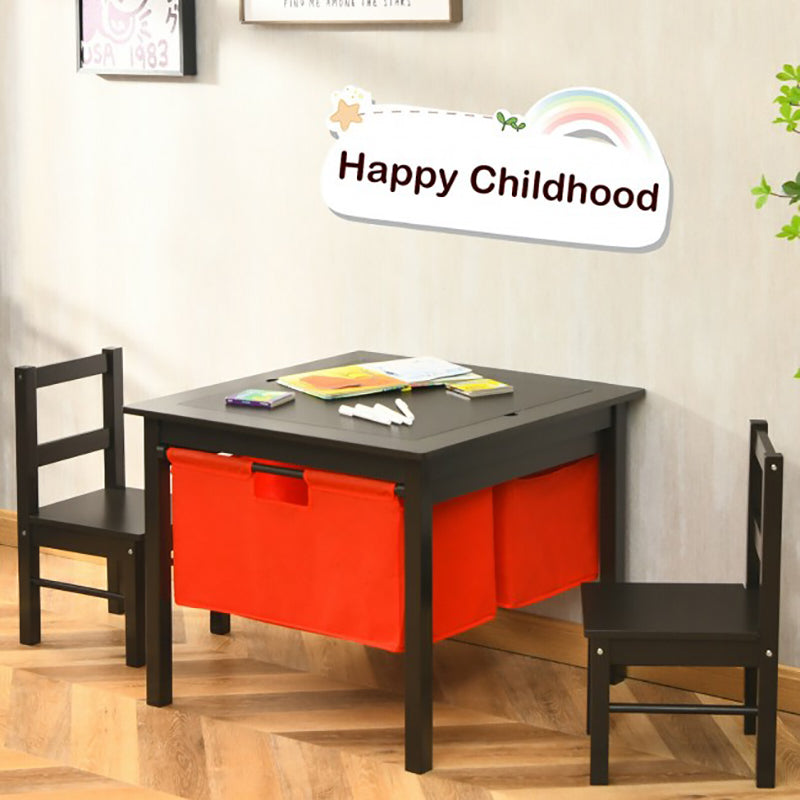 2-in-1 Kids Activity Table & 2 Chairs Set with Storage Building Block Table