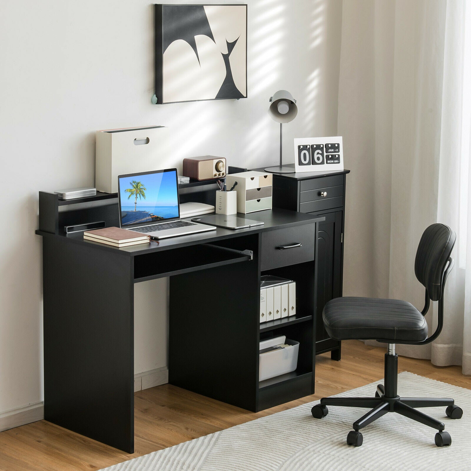 Computer & Laptop Table with Drawer & Keyboard Tray