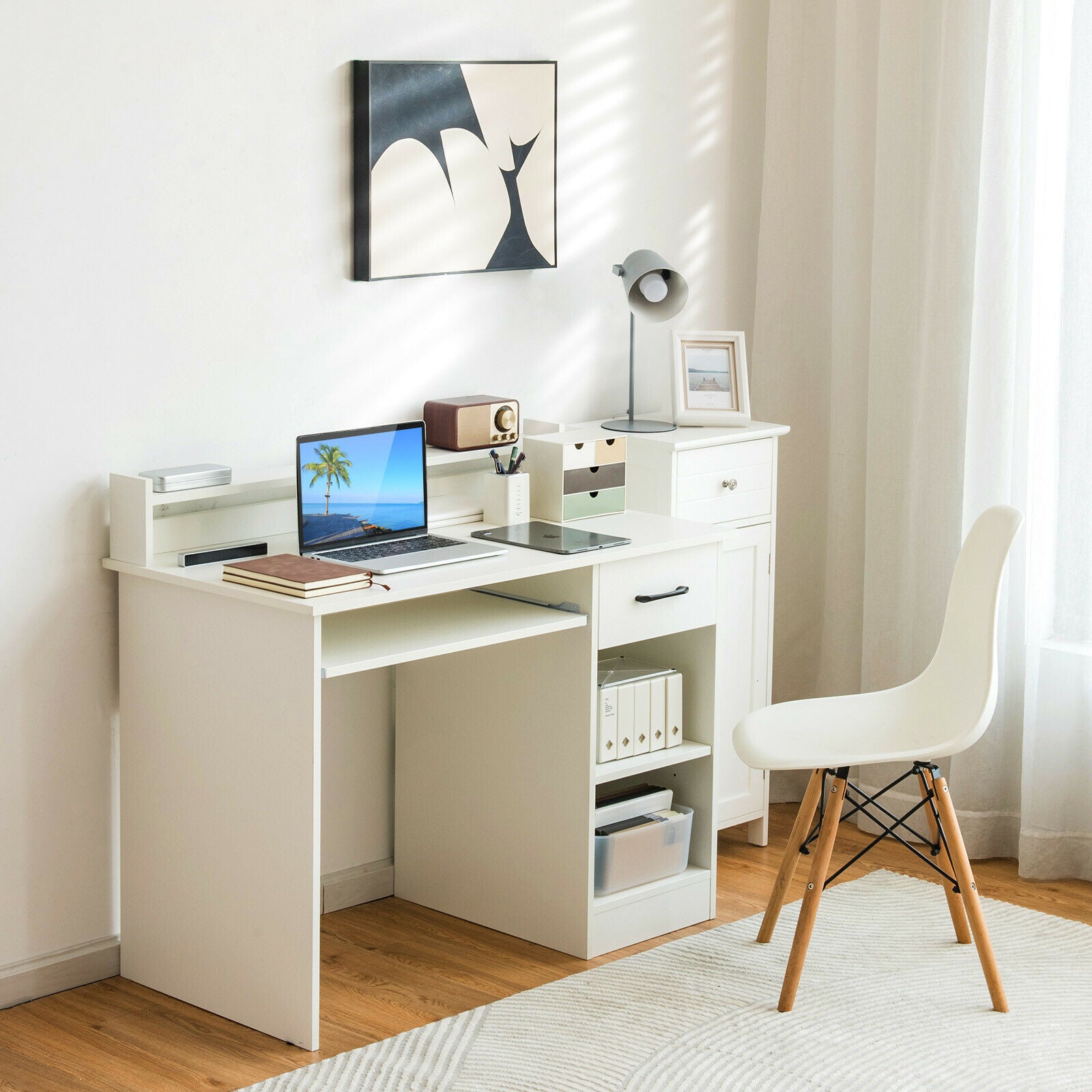 Computer & Laptop Table with Drawer & Keyboard Tray