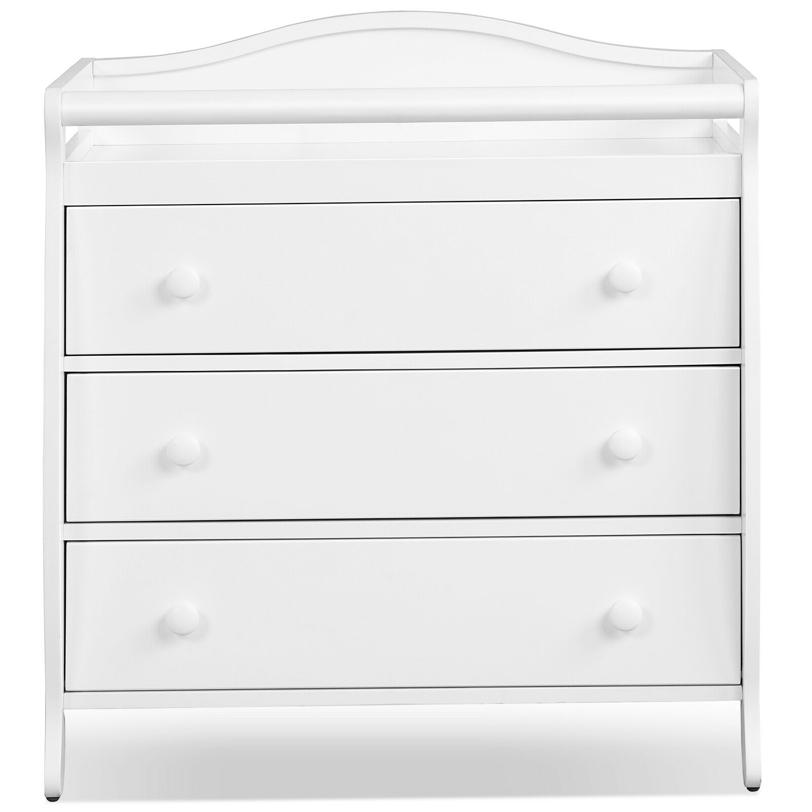 3-Drawer Dresser Changing Table with Safety Belt Guardrails in White